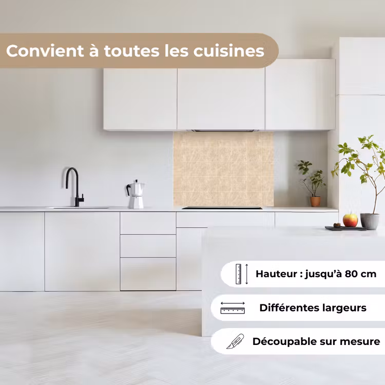 Crédence cuisine - Marbre - Carreaux - Beige — 6