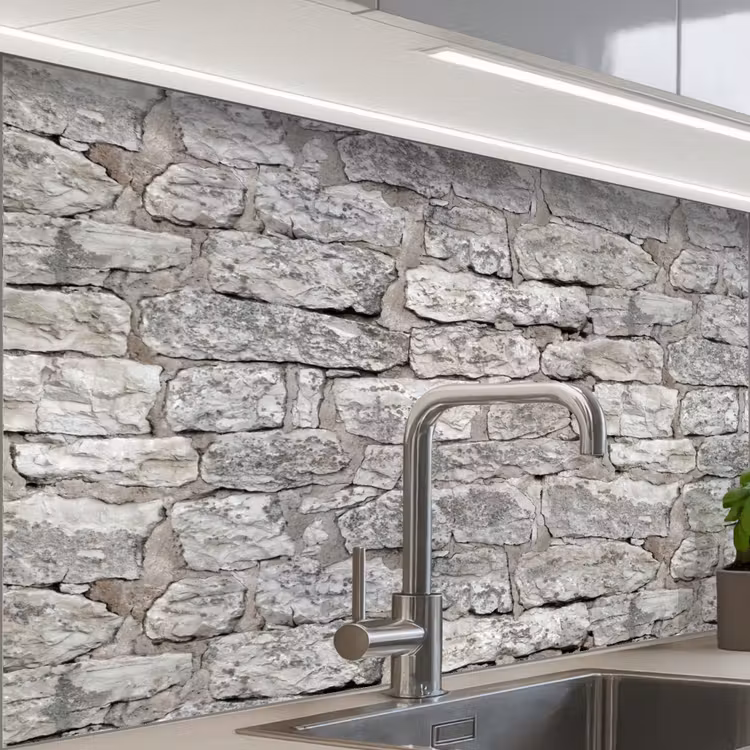 Crédence cuisine - Natuurstenen - Muur - Grijs — 1