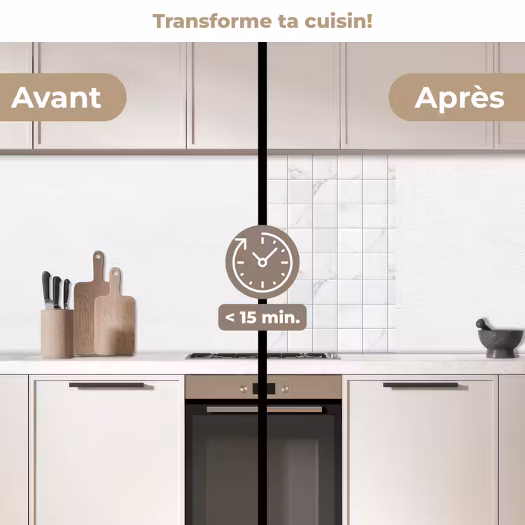 Crédence cuisine - Marbre - Motif - Veines - Blanc — 2