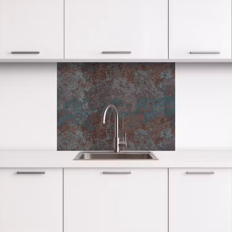 Crédence cuisine - Bleu - Gris - Rouille - Motif — 3