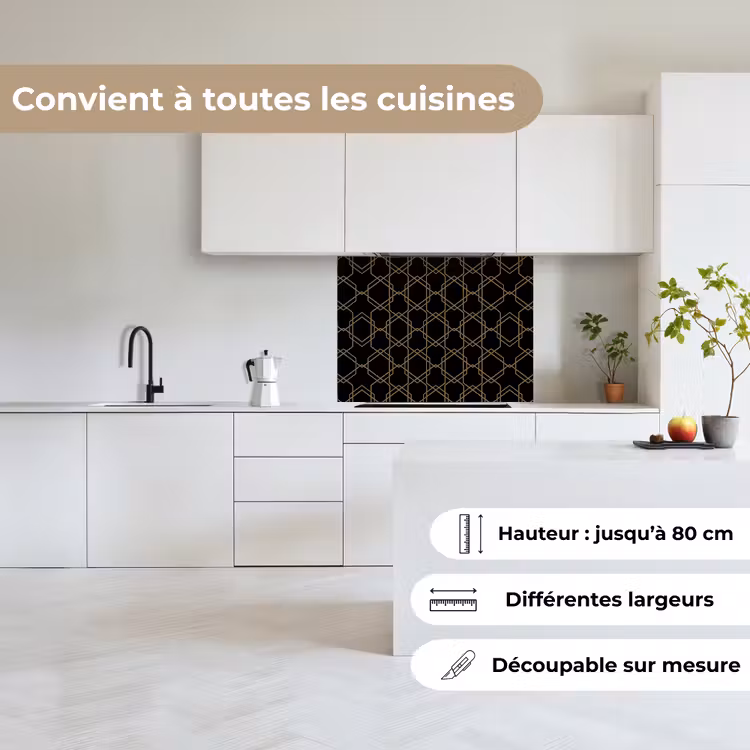 Crédence cuisine - Entrelacs - Hexagones - Noir - Or — 6