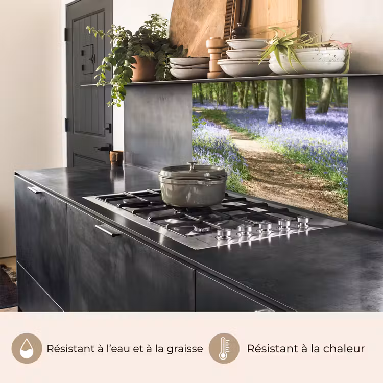 Crédence cuisine - Forêt - Chemin - Fleurs - Violet - Vert - Nature — 4