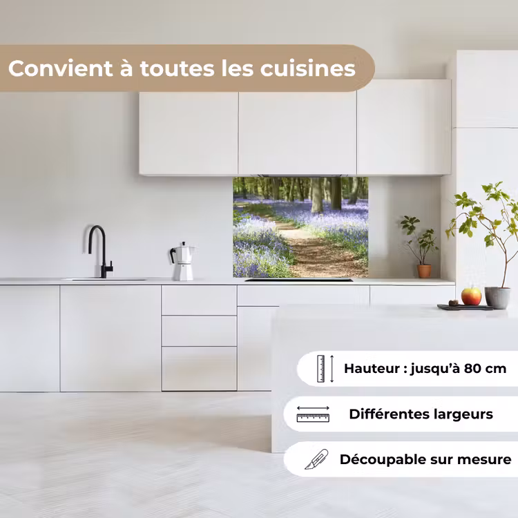 Crédence cuisine - Forêt - Chemin - Fleurs - Violet - Vert - Nature — 6