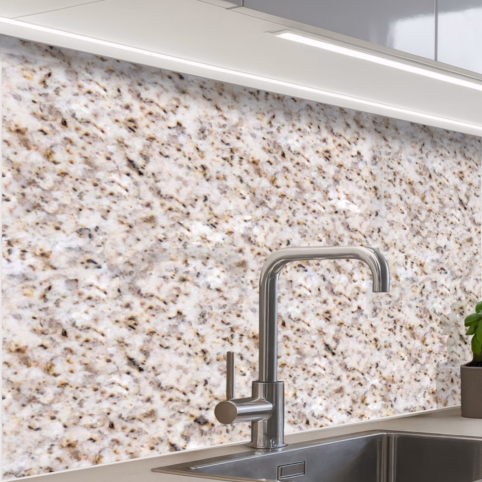 Crédence cuisine - Blanc - Marron - Granit — 1