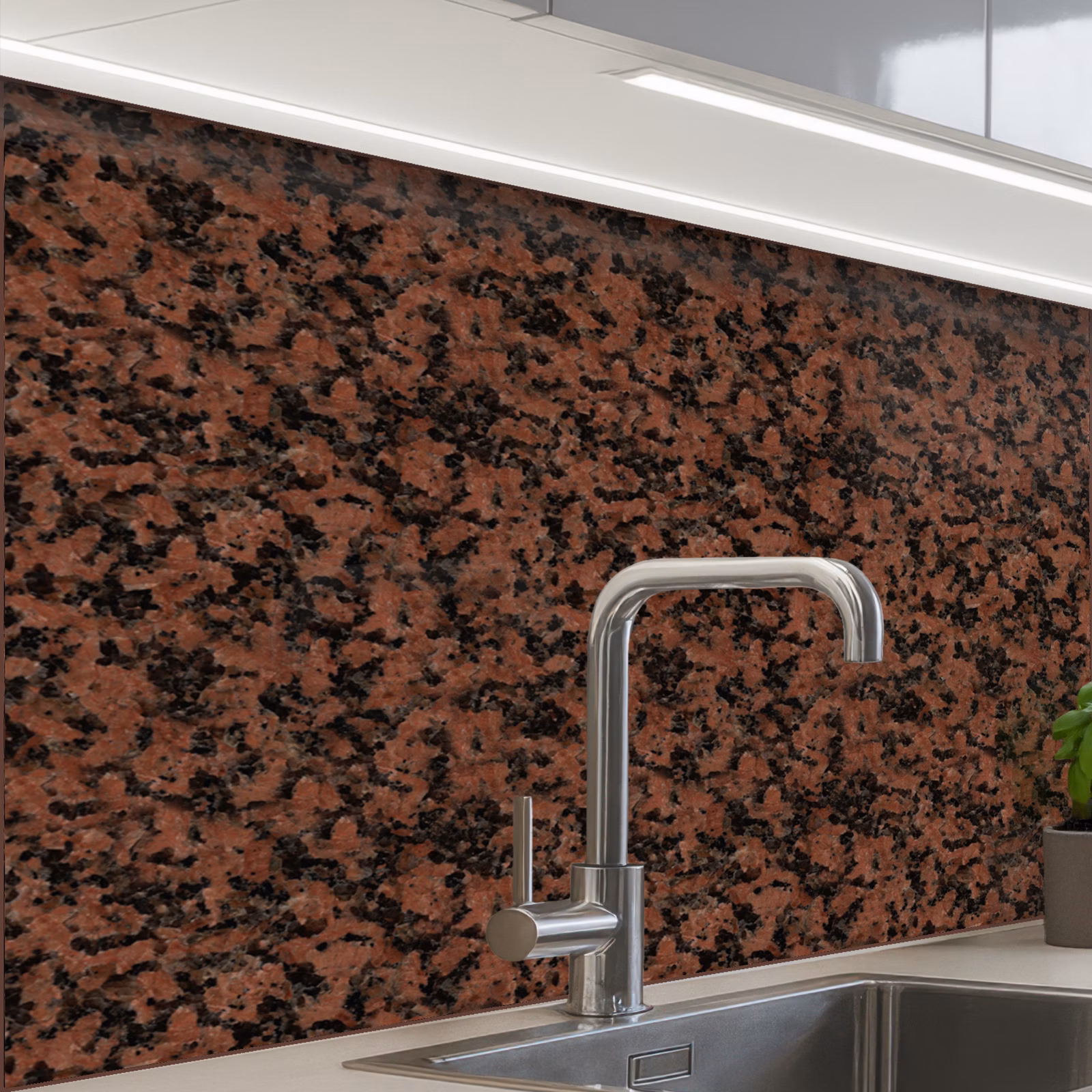 Crédence cuisine - Granit - Rouge - Noir — 1