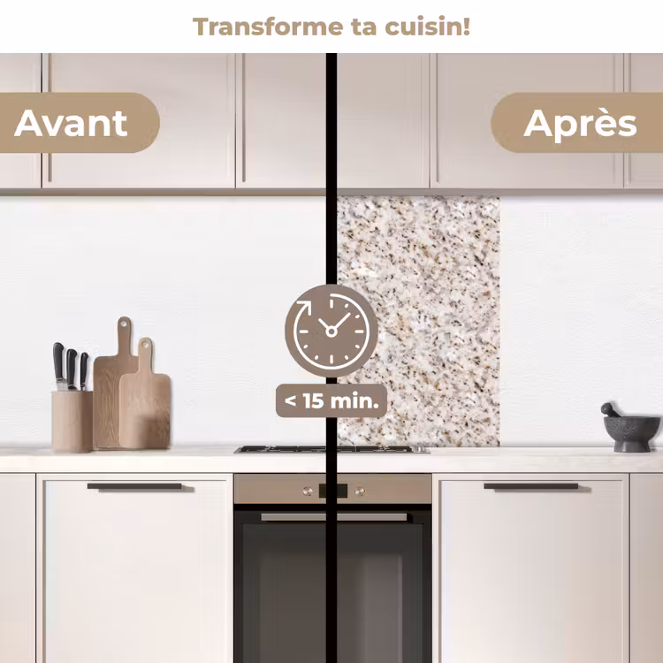 Crédence cuisine - Blanc - Marron - Granit — 2