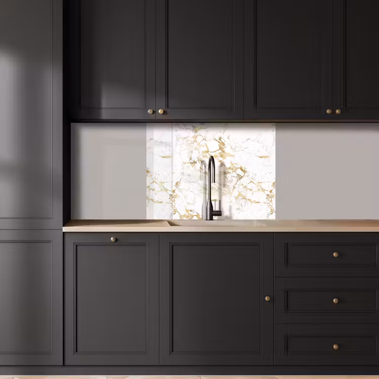 Crédence cuisine - Blanc - Marbre - Luxe - Or — 5