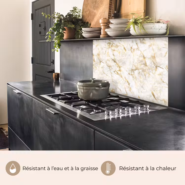 Crédence cuisine - Or - Léger - Grain - Marbre — 4