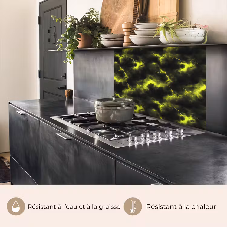 Crédence cuisine - Jaune - Orage - Nuages — 4