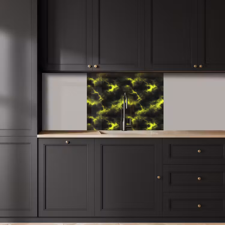 Crédence cuisine - Jaune - Orage - Nuages — 5