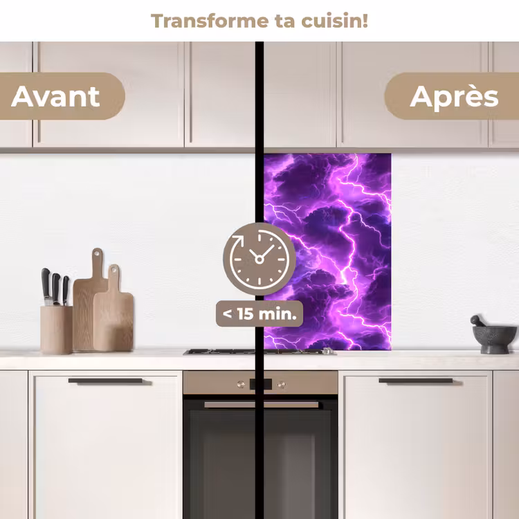 Crédence cuisine - Pourpre - Eclairs - Nuages — 2