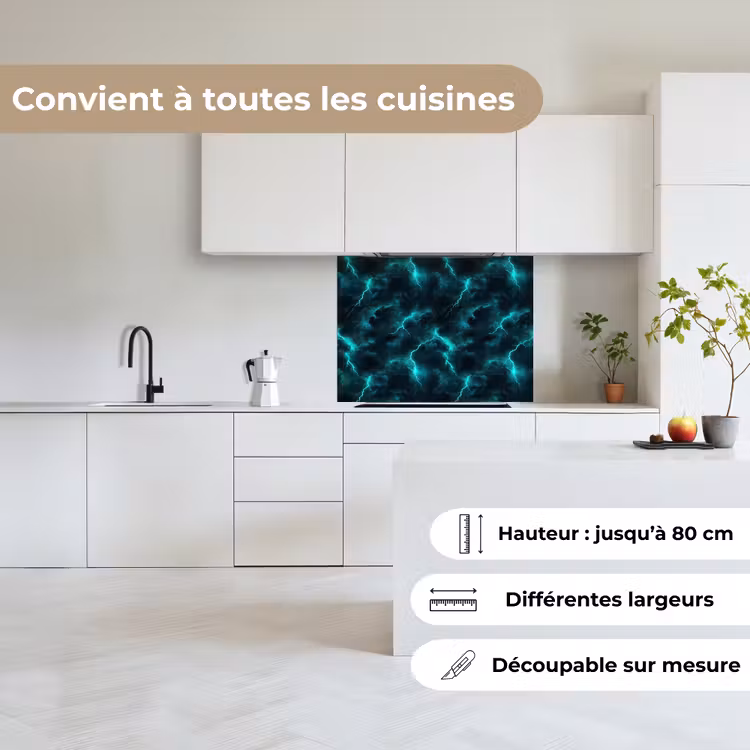 Crédence cuisine - Turquoise - Eclairs - Nuages — 6