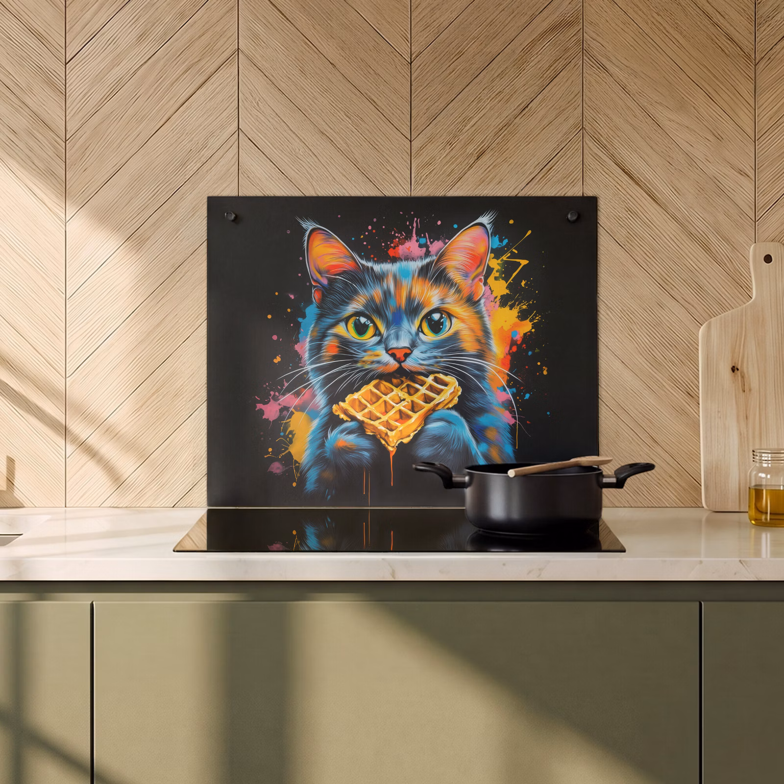 Beschemer à induction avec crochets - Chat - Graffiti - Coloré - Gaufre - Alimentaire — 1