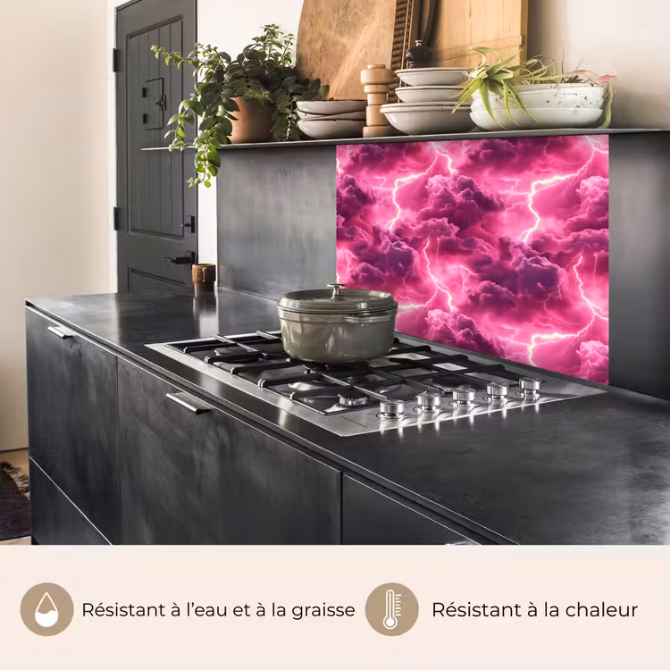 Crédence cuisine - Rose - Orage - Nuages — 4