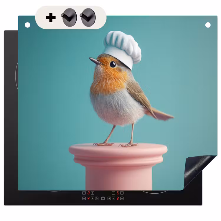 Beschemer à induction avec crochets - Rouge-gorge - Oiseau - Toque - Socle — 3