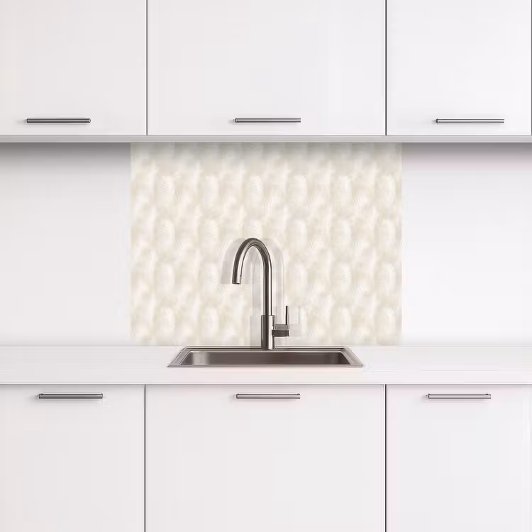 Crédence cuisine - Feuilles - Beige - Blanc - Botanique - Nature — 3