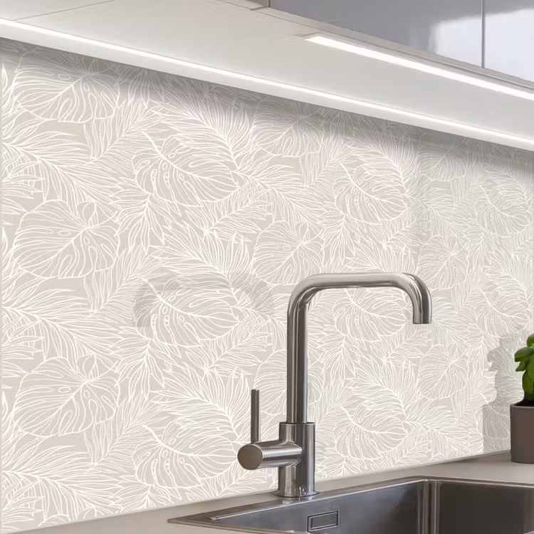 Crédence cuisine - Feuilles - Beige - Monstera - Palmier — 1