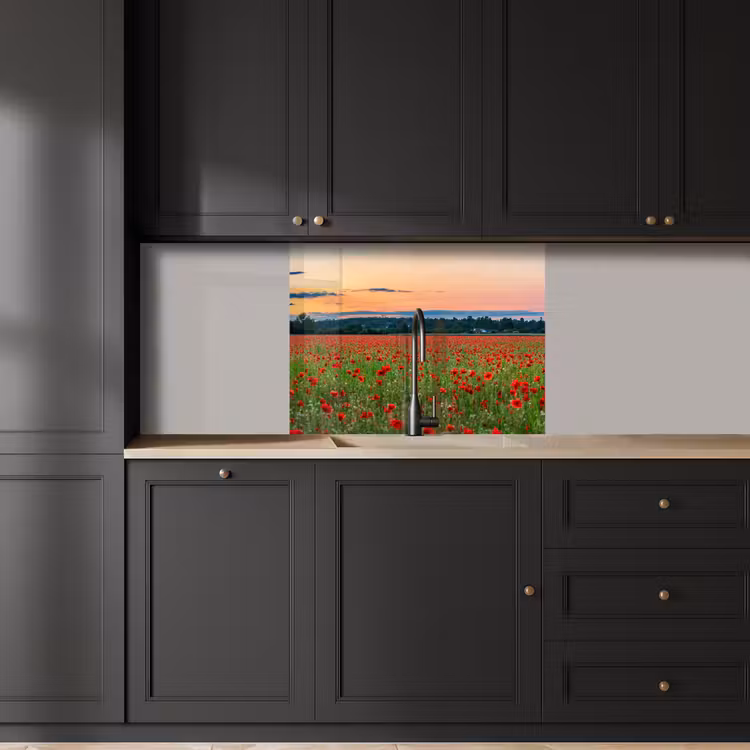 Crédence cuisine - Coquelicots - Paysage - Rouge - Fleurs — 5
