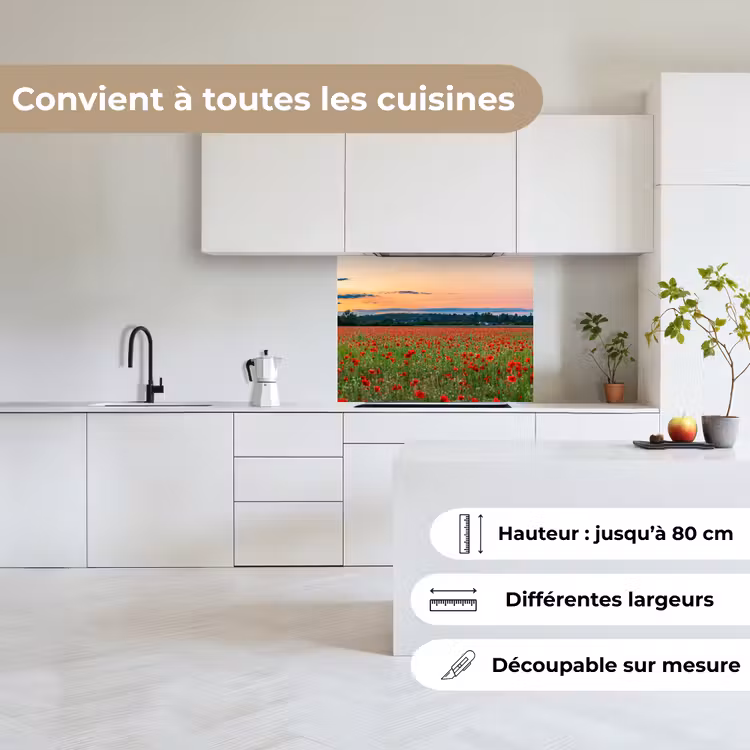 Crédence cuisine - Coquelicots - Paysage - Rouge - Fleurs — 6