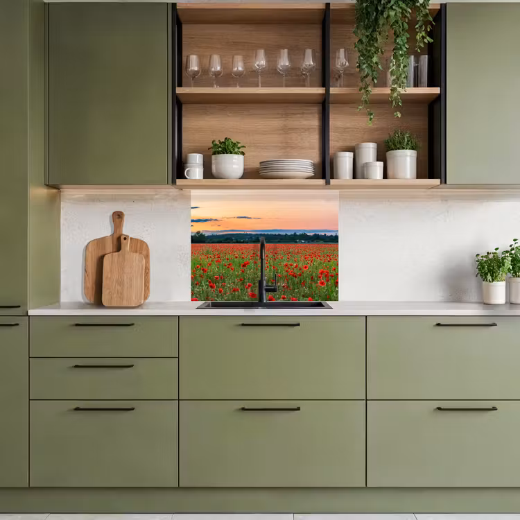 Crédence cuisine - Coquelicots - Paysage - Rouge - Fleurs — 7