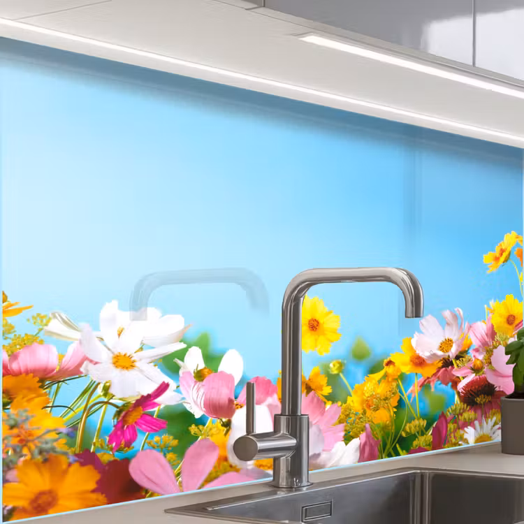 Crédence cuisine - Fleurs - Colorées - Bleues - Nature — 1