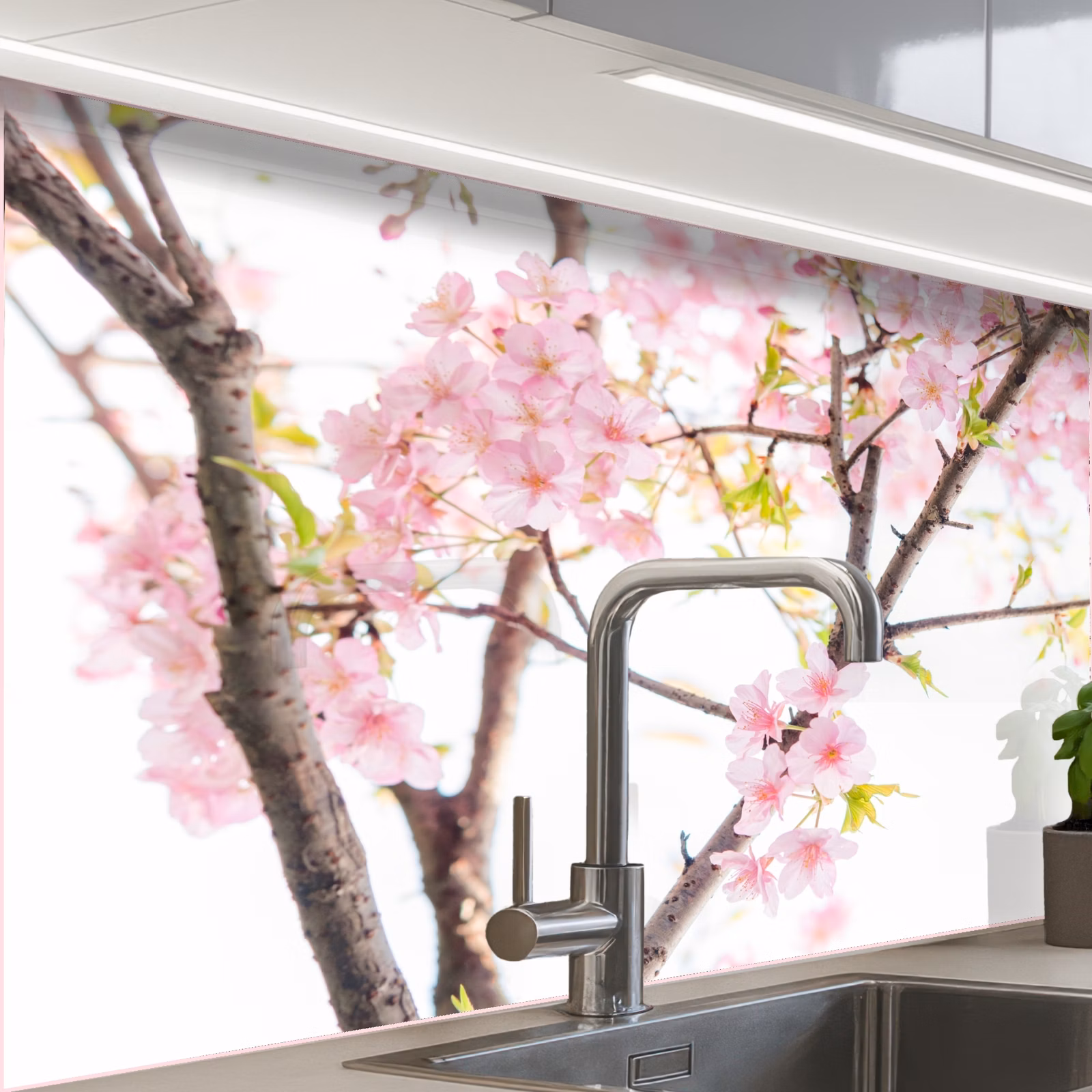 Crédence cuisine - Fleur de cerisier - Rose - Fleurs - Sakura - Nature — 1