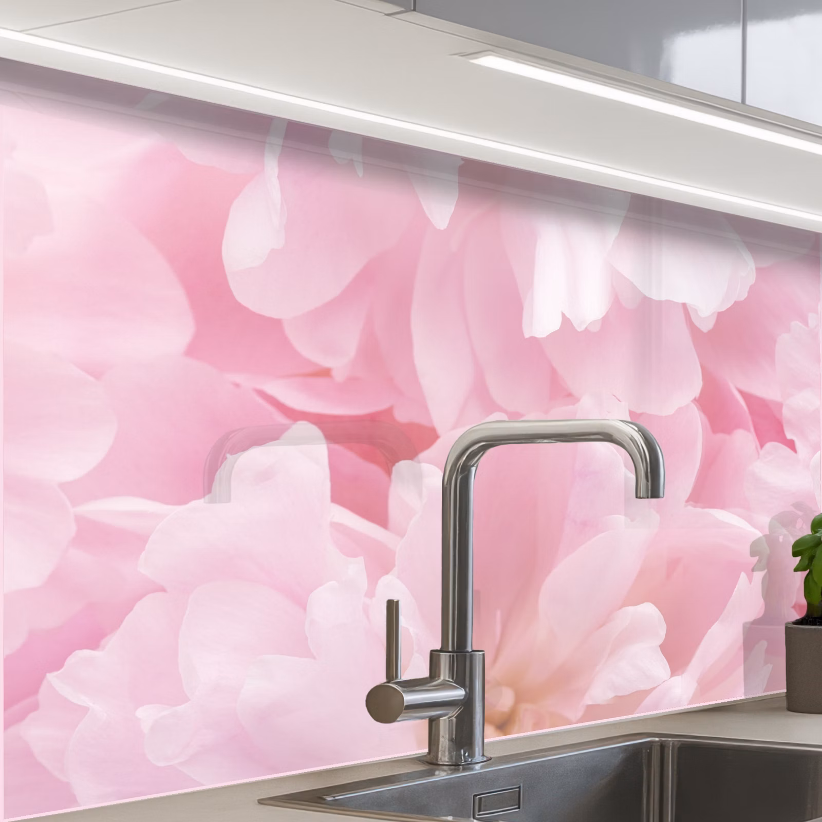 Crédence cuisine - Fleurs - Rose - Pivoine — 1