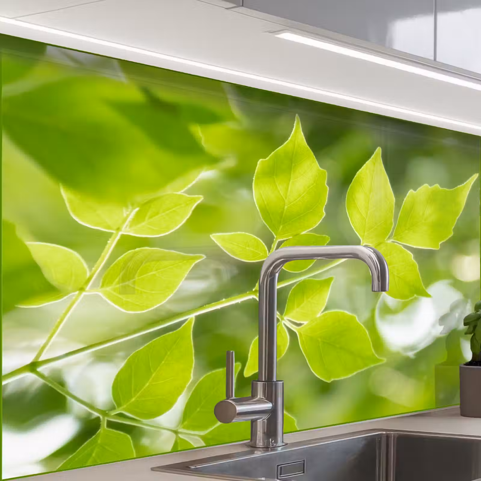 Crédence cuisine - Nature - Printemps - Vert - Feuilles — 1