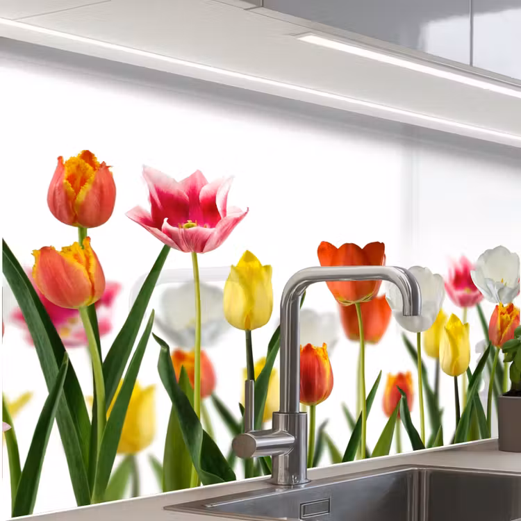 Crédence cuisine - Fleurs - tulipes - colorées — 1