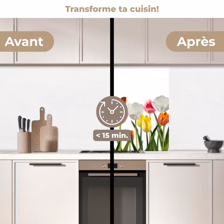 Crédence cuisine - Fleurs - tulipes - colorées — 2