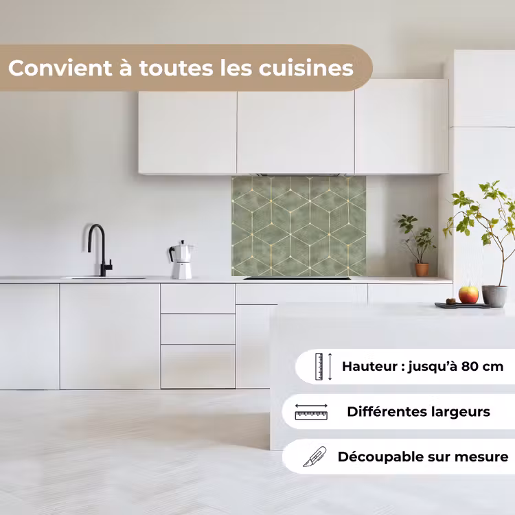 Crédence cuisine - Subtil - Géométrique - Or - Vert — 6