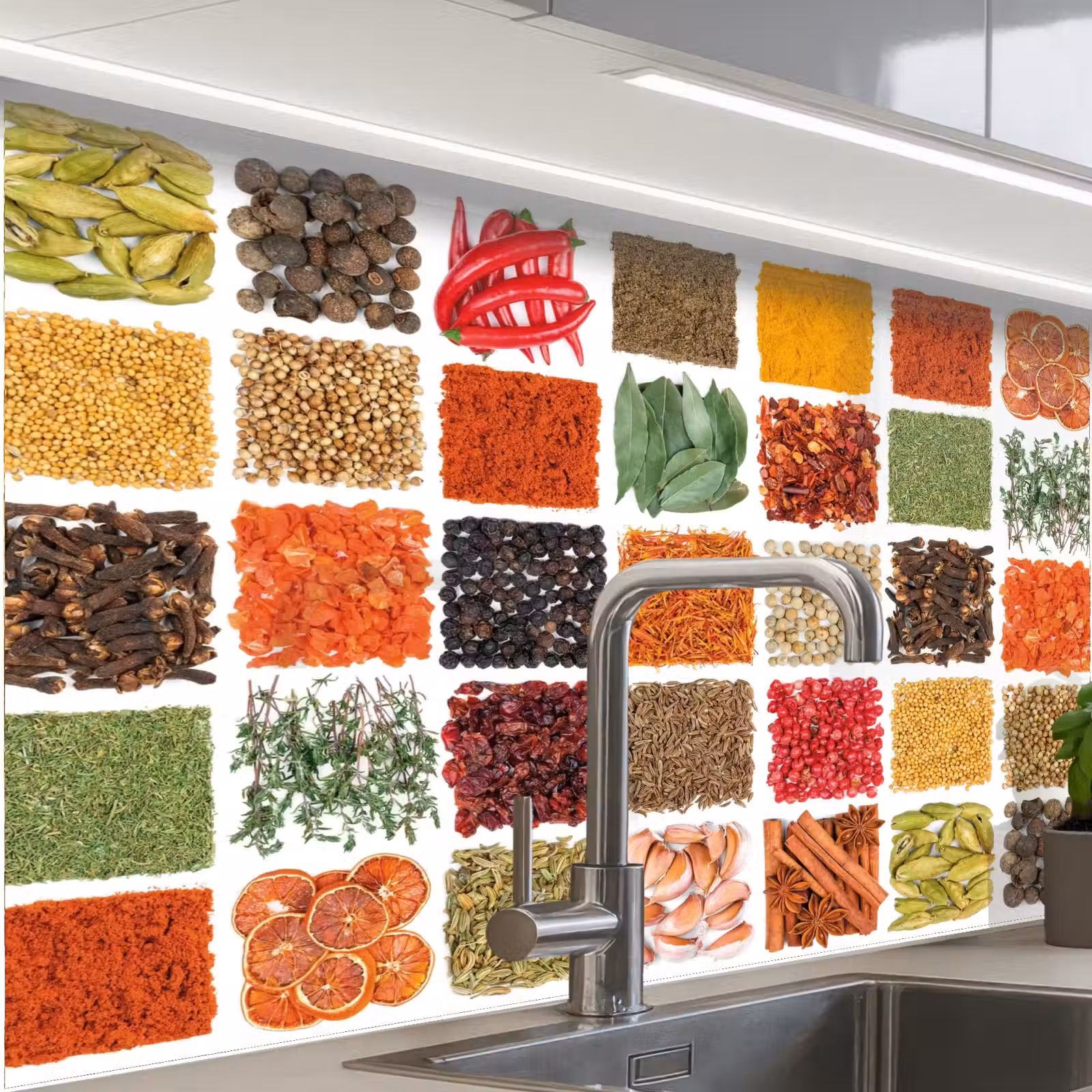 Crédence cuisine - Carrés - Épices - Graphiques — 1