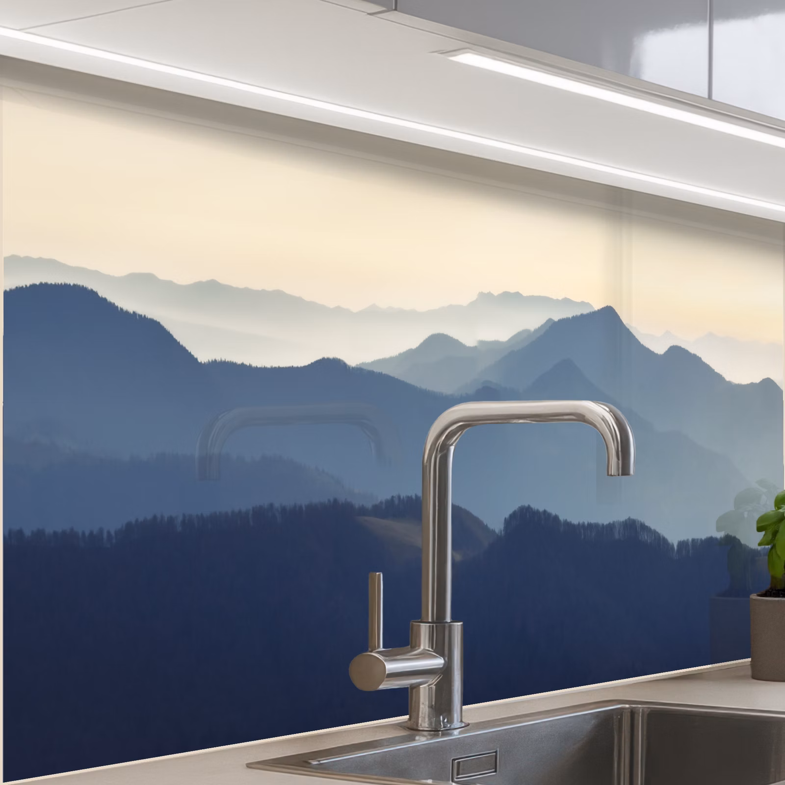 Crédence cuisine - Paysage - Montagnes - Vert - Nature — 1