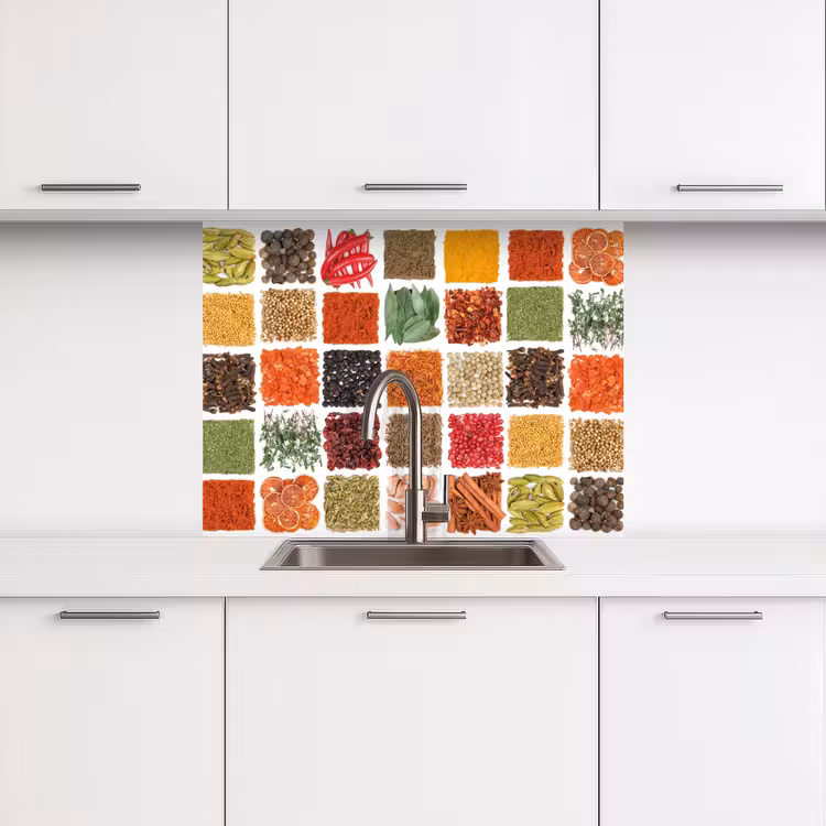 Crédence cuisine - Carrés - Épices - Graphiques — 3