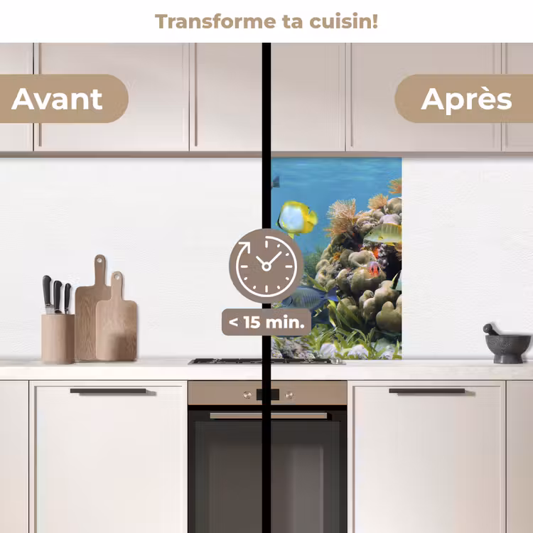 Crédence cuisine - Eau - Coraux - Poissons - Lumière — 2