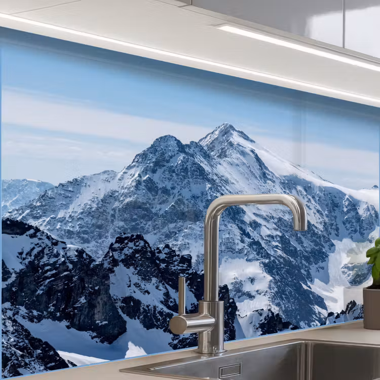Crédence cuisine - Paysage - Montagnes - Neige - Blanc — 1