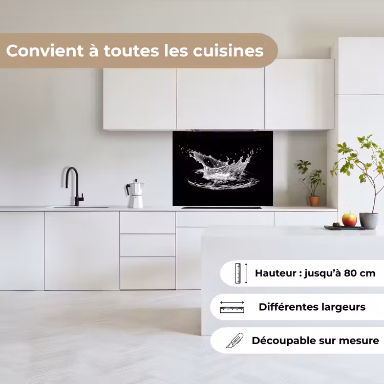 Crédence cuisine - Eau - Splash - Eau - Noir — 6