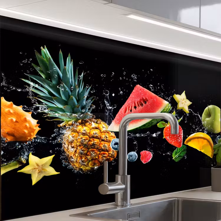 Crédence cuisine - Splash - Fruit - Noir — 1