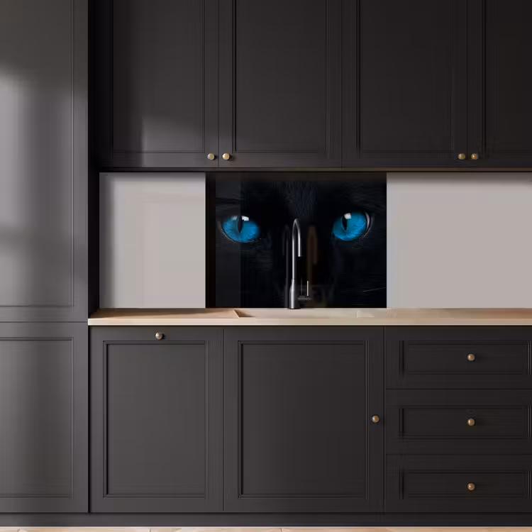 Crédence cuisine - Chat - Bleu - Animal - Noir — 5