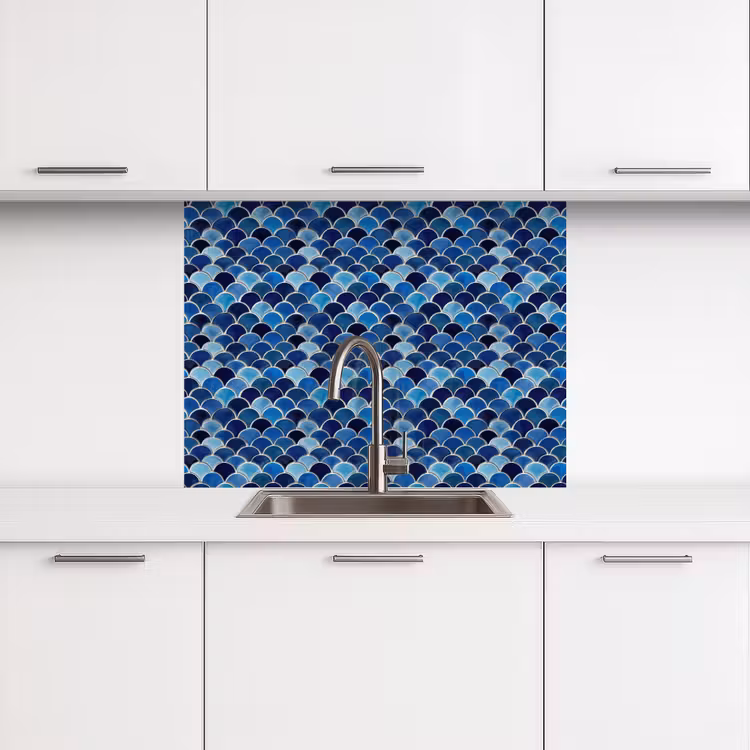 Crédence cuisine - Motif - Écailles de poisson - Bleu — 3