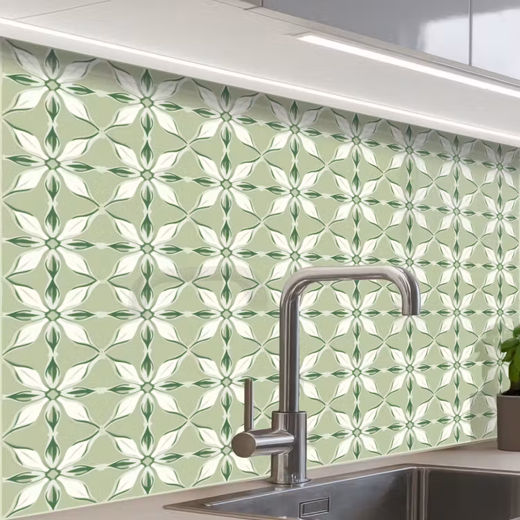 Crédence cuisine - Motif - Forme de fleur - Vert — 1