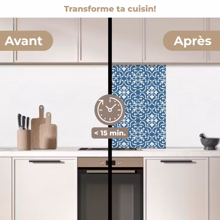 Crédence cuisine - Carrelage - Motif - Bleu - Blanc — 2