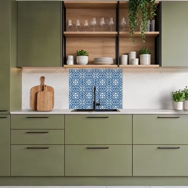 Crédence cuisine - Carrelage - Motif - Bleu - Blanc — 7
