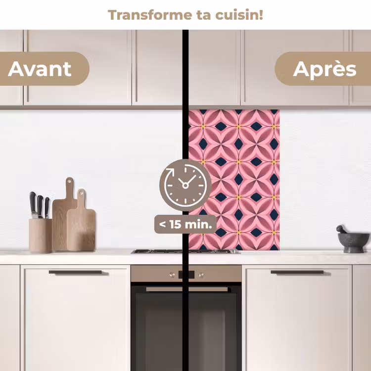 Crédence cuisine - Motif - Pétales - Rose - Bleu — 2