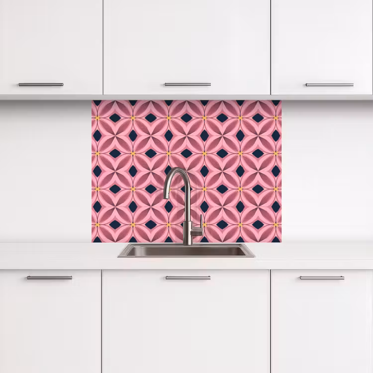 Crédence cuisine - Motif - Pétales - Rose - Bleu — 3