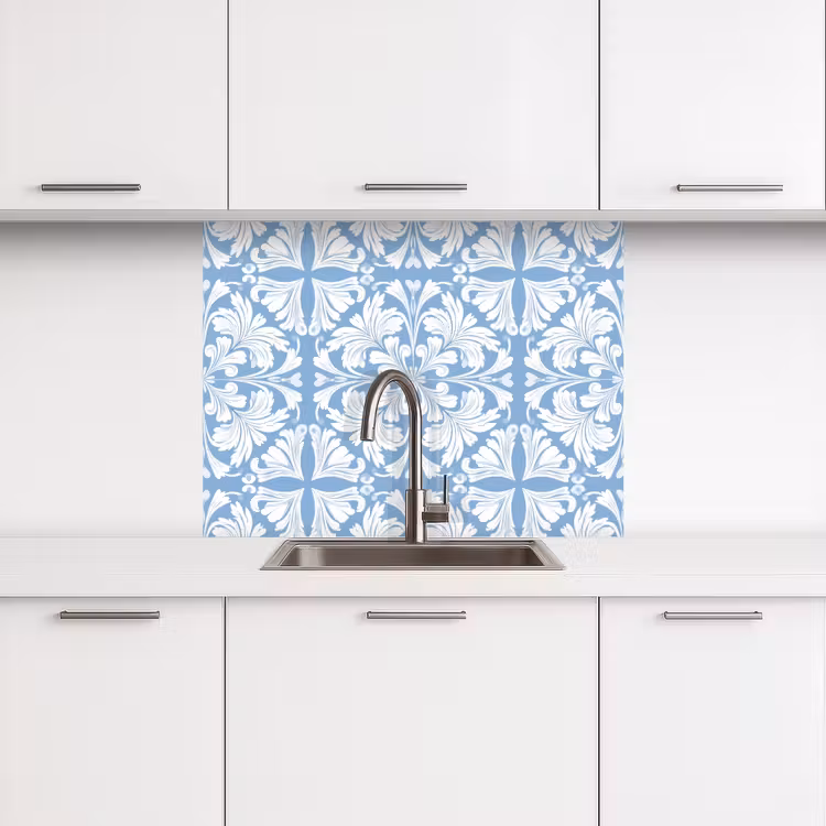 Crédence cuisine - Carrelage - Motif - Blanc - Bleu — 3