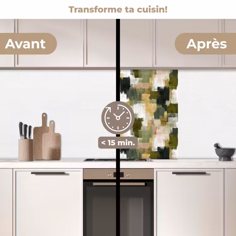 Crédence cuisine - Rayures de brosse - Mousse - Nuances de vert — 2