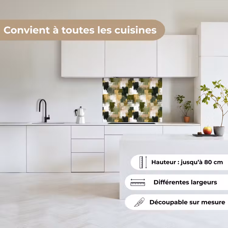 Crédence cuisine - Rayures de brosse - Mousse - Nuances de vert — 6
