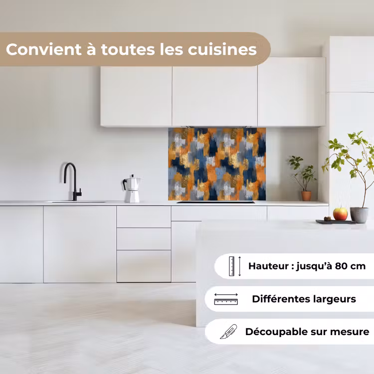 Crédence cuisine - Rayures de pinceau - Brut - Texture - Bleu cuivré — 6