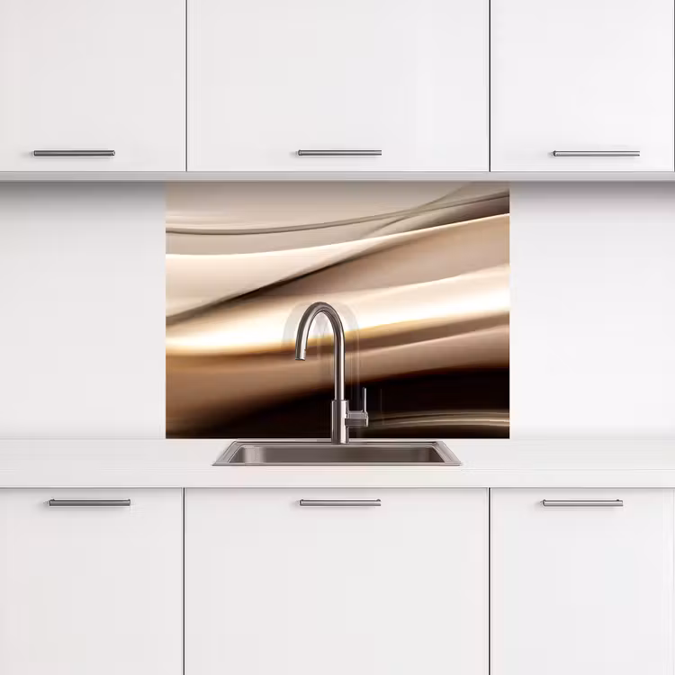 Crédence cuisine - Vagues - Abstrait - Beige chaud — 3